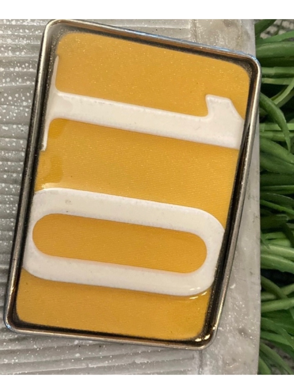 License plate belt buckle Yellow White # 10 handmade rage buckles handmade OOAK